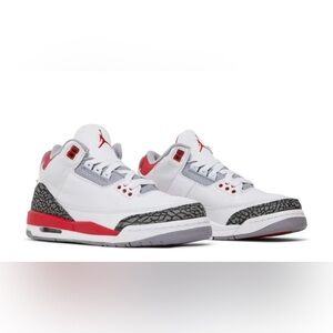 Air Jordan 3 Retro. White and Red Sneakers